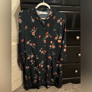 Navy flowy dress with floral print